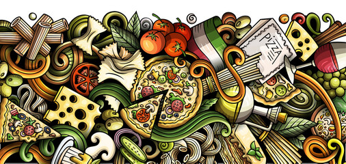 Italian food cartoon banner illustration
