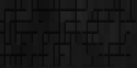 Modern abstract luxury black square pattern background, 3d modern luxury geometric dark background illustration design, abstract tech background with business and technology concept.