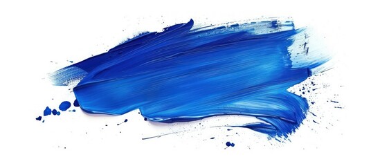 Detailed of blue block hand paint texture isolated on white background. Generated AI