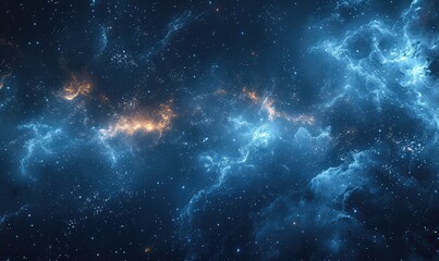 ultramarine galaxy of stars, outer space textures with sparkly stars in dark night skies backdrop as a digital background with ultra realistic cinematic lighting - obrazy, fototapety, plakaty