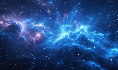 Obraz na płótnie Canvas Space background with stardust and shining stars. Realistic colorful cosmos with nebula and milky way. Blue galaxy background. Beautiful outer space. Infinite universe
