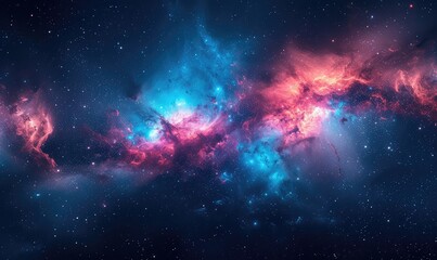 Space background with stardust and shining stars. Realistic colorful cosmos with nebula and milky way. Blue galaxy background. Beautiful outer space. Infinite universe - obrazy, fototapety, plakaty