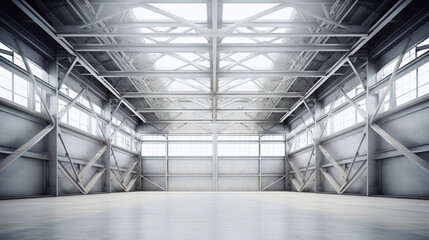 Modern interior with metal wall and steel structure with empty space for industry background.