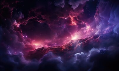 deep space radial nebulose, purple and pink, galaxies, stars