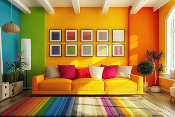 beautiful home interior design ideas stylish living room vibrant color accent with colorful wall 