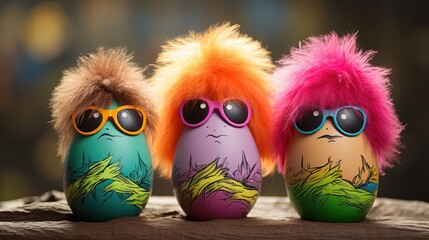 Easter eggs in the style of the 80s, Generative AI