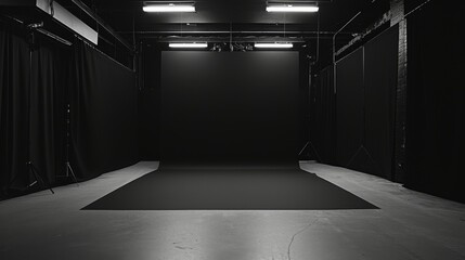 Empty space in black color. Studio room 