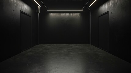 Empty space in black color. Studio room 