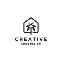 Real estate, building with palm logo inspiration © Urwah