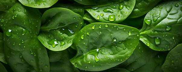 Food background - spinach background, top view