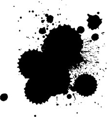 black ink painting splatter splash on white background