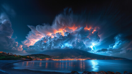 A storm and a volcano.