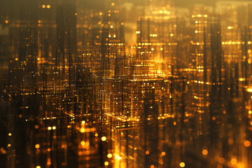 A cityscape with gold agora grid.