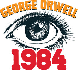 T-shirt designs inspired by the George Orwell book '1984' with eye vector