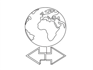 one line logo design of globe and arrows