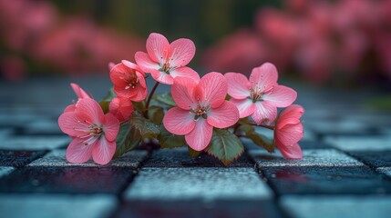 Bukiet różowych kwiatów na stole szachowym