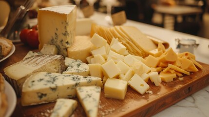 Fototapeta premium Various cheese on board