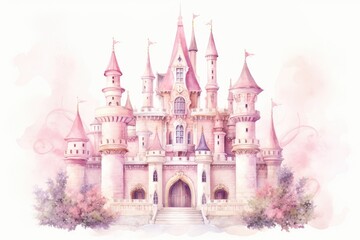 Princess castle in a fairytale style, a wonderful cute princess castle in a fairytale style, pink design. Ai generated