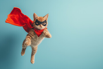Flying superhero cat