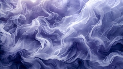 Subdued wisps of lavender, pearl white, and misty gray smoke delicately floating against a solid indigo canvas, crafting a serene and sophisticated abstract scene. 