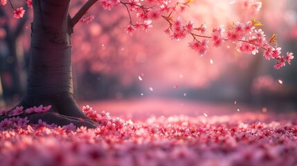 Obrazy na Plexi  Drzewo z różowymi kwiatami w parku