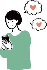 スマホを操作する女性のイラスト