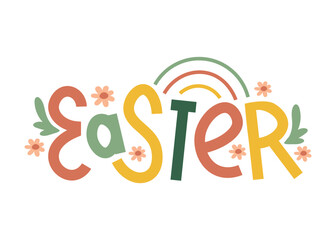 Easter lettering. Bright Easter card. Isolated vector illustration for your design.