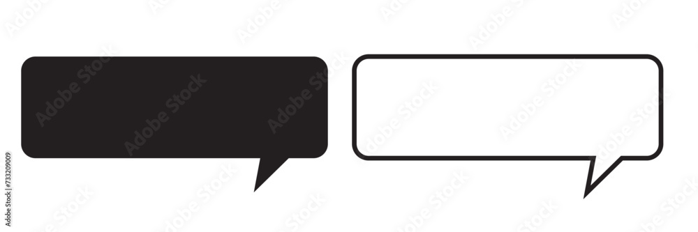 Aufkleber rectangle dialogue frame icon and speech bubble set in two styles isolated on white background. blac