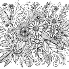 Fototapeta premium Art therapy. colorer, flowers