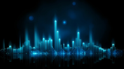 Stock market chart background, financial forecast illustration with glowing trend lines