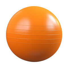 Orange fitness ball isolated on transparent background, png