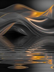 gold and silver grey creative pattern and rippled and reflection design - obrazy, fototapety, plakaty