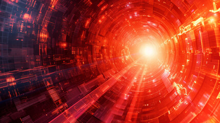 A abstract image showing a red light tunnel in the sky.
