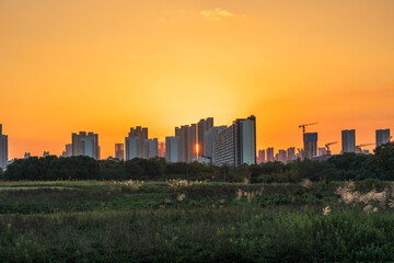 Fototapeta na wymiar Nice city sunset in China