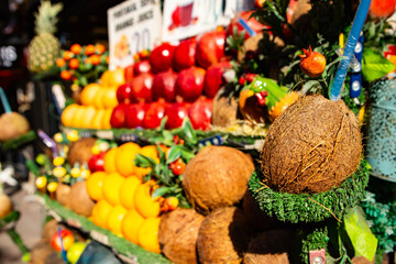 fruit market and various tropical fruits