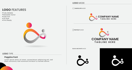Infinity people logo design. Creative. Infinity symbol vector art. Business. People. Colorful template. Infinity vector. Premium, Success