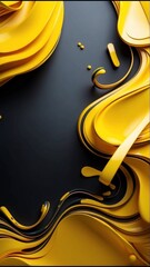 Yellow and Black Abstract Motion Background of Geometric Shapes. - AI-generated Illustration