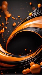 Orange and Black Vertical Background of Geometric Shapes. Abstract motion, two-color, AI-generated Illustration