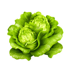 fresh green lettuce salad leaves isolated on transparent background
