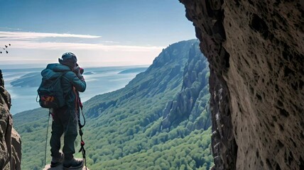 An enthusiastic photographer captures the ever-changing beauty of landscapes through their camera lens. From majestic mountain silhouettes to warm-hued sunsets, video