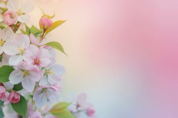 Spring cherry blossoms against a pastel spring background