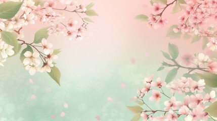 Obraz na płótnie Canvas Spring cherry blossoms against a pastel spring background