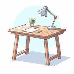 Vector Illustration of Small Table for Study