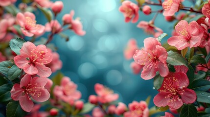 Obraz premium Kwiaty o różowych kwiatach zielonymi liśćmi