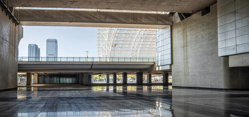 Underpass with View of Urban Skyline