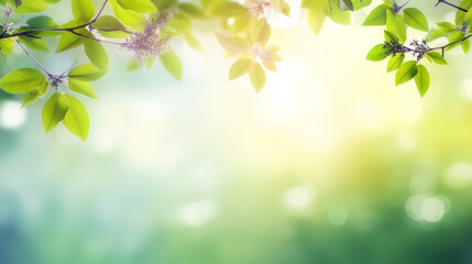 Obraz premium Spring season, vibrant green background