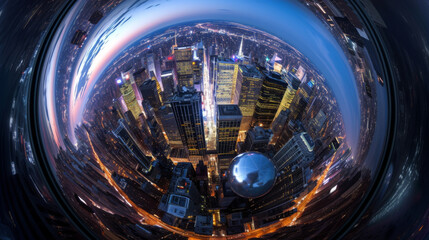 The city in the fisheye lens.