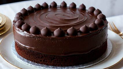 Le gâteau au chocolat fond dans la bouche, une symphonie de cacao et de douceur. Son glaçage velouté ajoute une touche d'élégance à cette délicieuse tentation. - 733219252