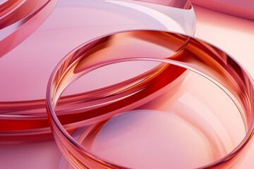 Naklejka premium red abstract geometric background, glowing red lines inside the round glass shape. Trendy minimalist wallpaper