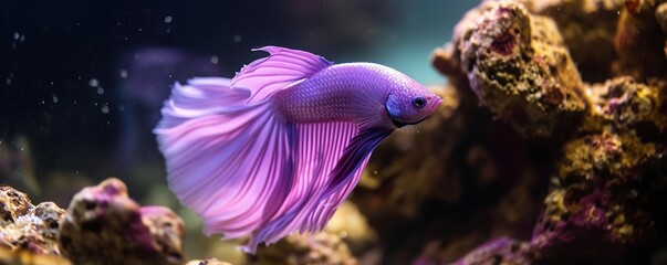 Obraz premium Blue betta fish swimming with a bokeh background